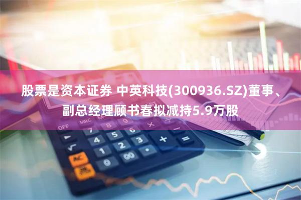 股票是资本证券 中英科技(300936.SZ)董事、副总经理顾书春拟减持5.9万股